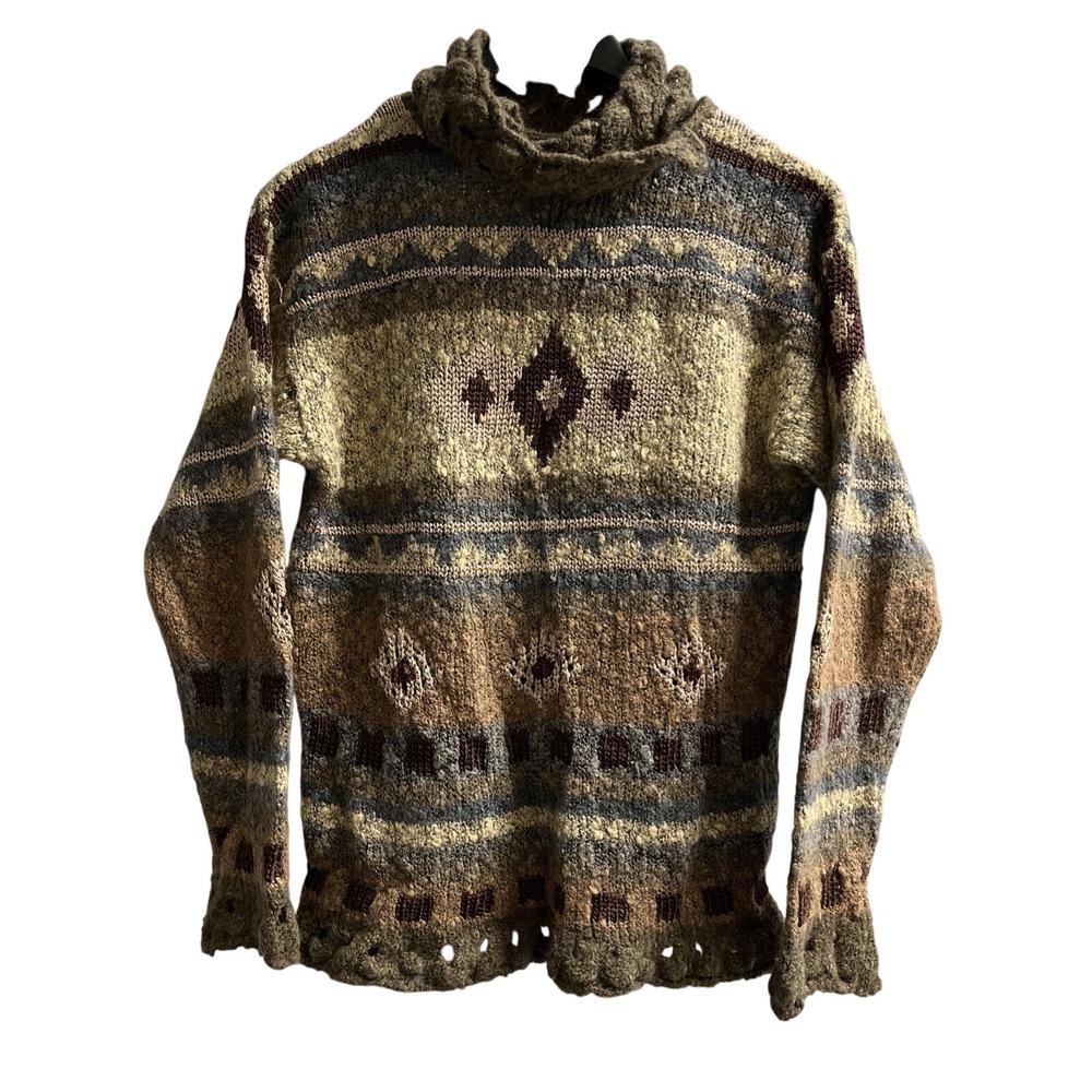 Crossing Point Sweater Womens M Southwestern Wool Mohair Blend High Neck Western
